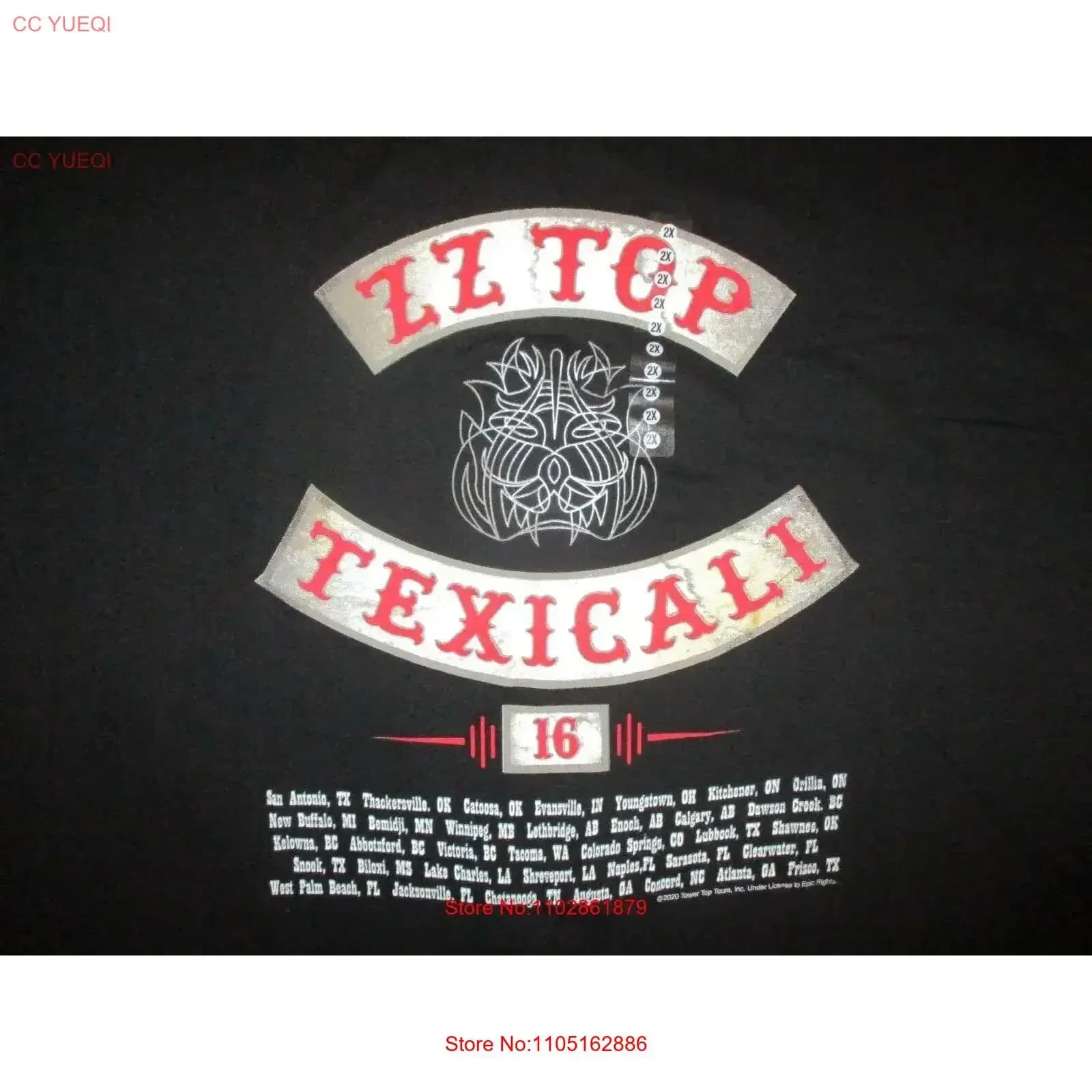 ZZ TOP TEXICALI T SHIRT License 2016 Concert Tour New City with labels M 3XL vintage washed Comodo versatile streetwear