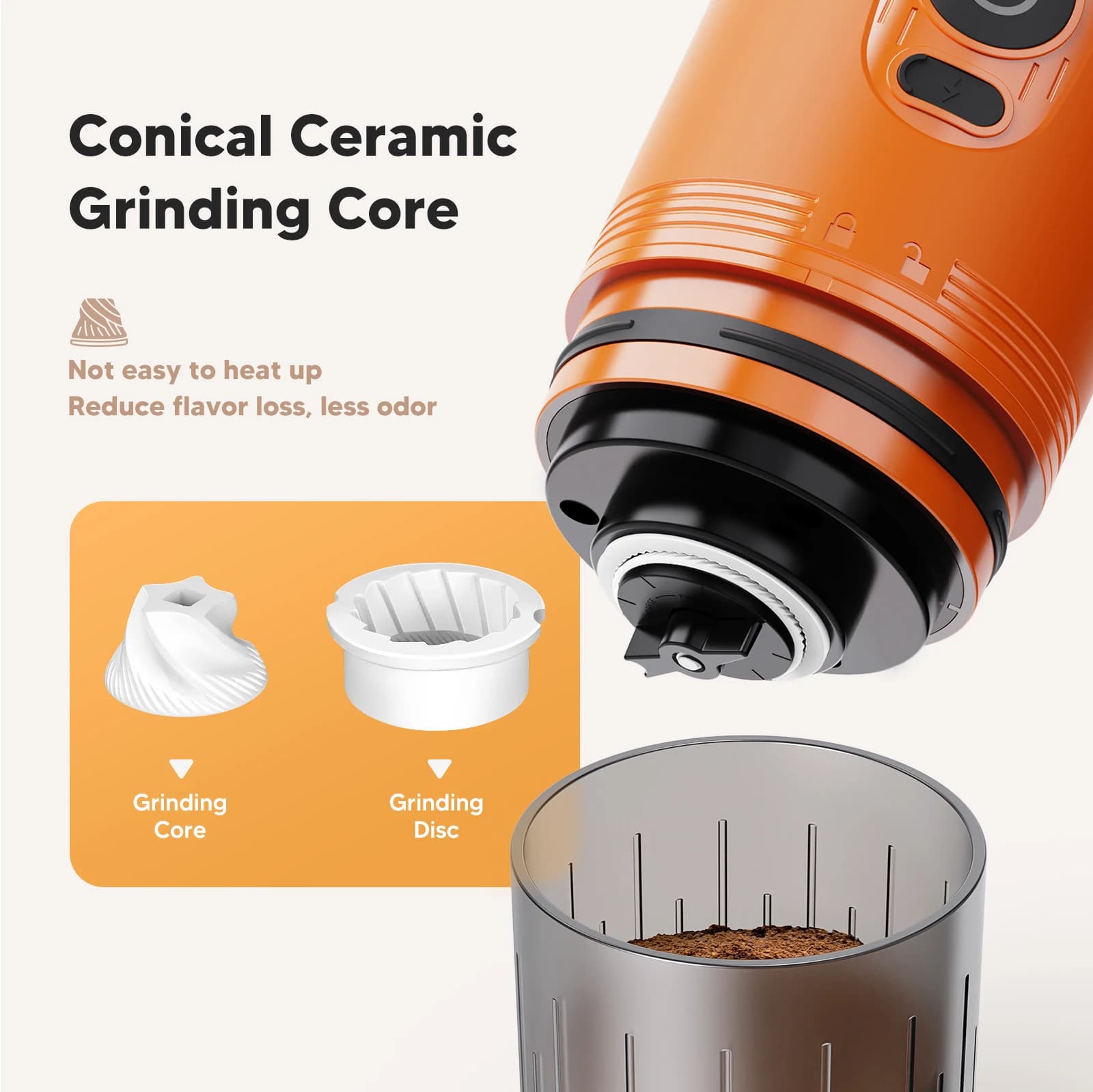 Portable Electric Coffee Bean Grinder Household Ceramic Core Adjustable Coffee Machine Rechargeable Grinders