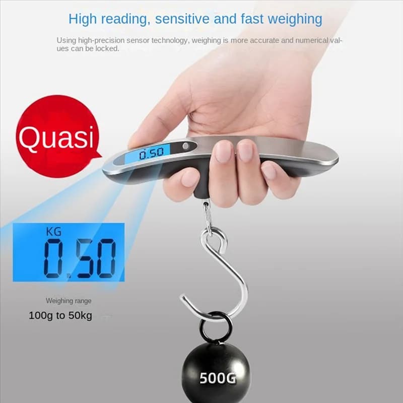 AED5-Bagli digitali Bilancia elettronica in acciaio inossidabile Bilancia portatile per uso domestico Bilancia da pesca con struttura sospesa da 50 kg