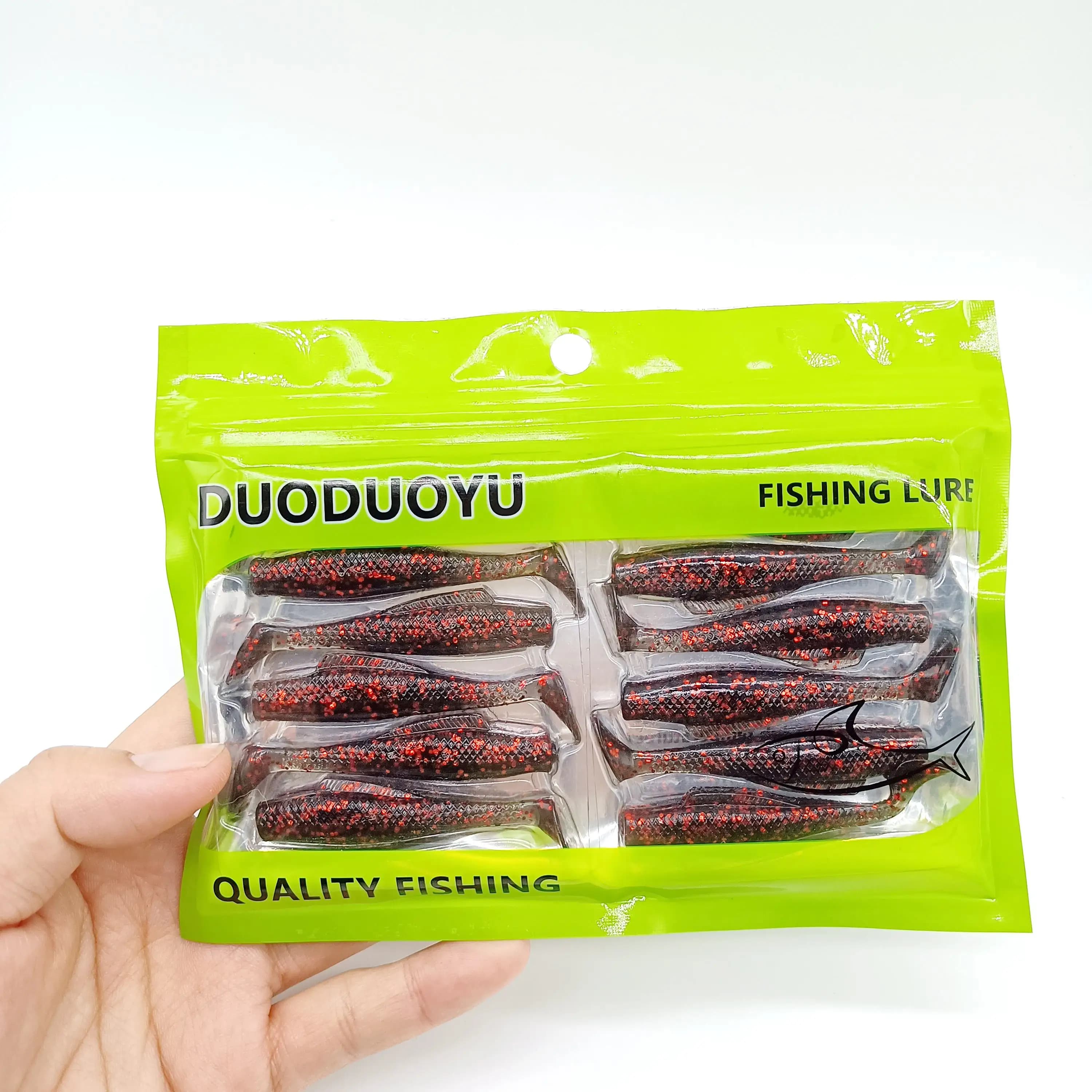 DUODUOYU 12PCS NUOVO Galleggiante Richiamo Morbido di Pesca 2.3g/60 millimetri T-Tail Morbido Silicone Swimbait Wobbler Per Luccio Bass Shad attrezzatura da pesca