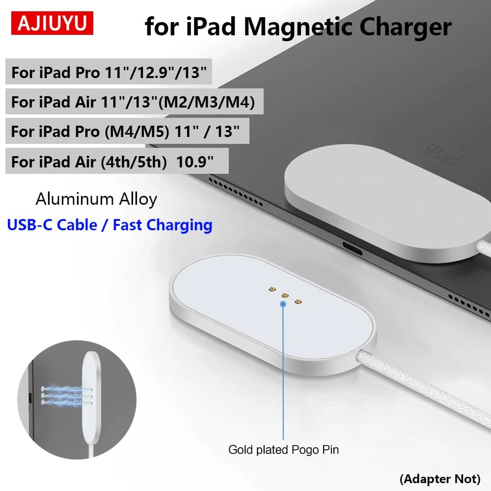 for iPad Tablet Magnetic Charging Cable for iPad Pro 11/12.9/13 inch (M4/M5) & iPad Air 11/13 inch Air 4th 5th Generation 18W
