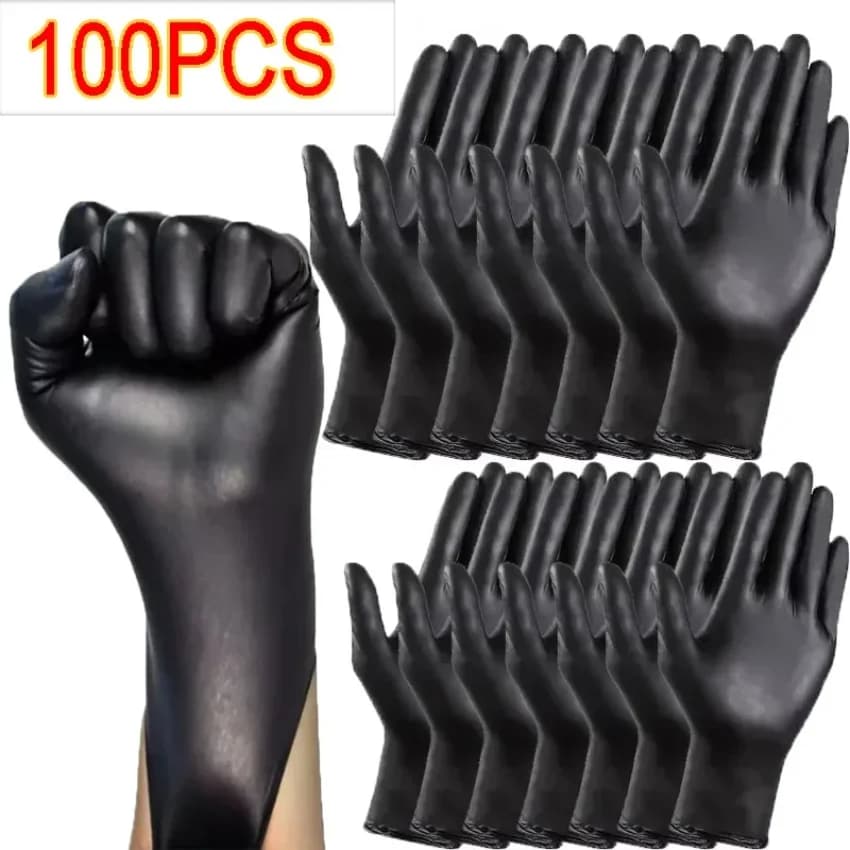 Guanti in nitrile neri monouso da 50/100 pezzi, senza lattice, impermeabili, durevoli, adatti per la cucina, la lavorazione degli alimenti, la bellezza, la famiglia