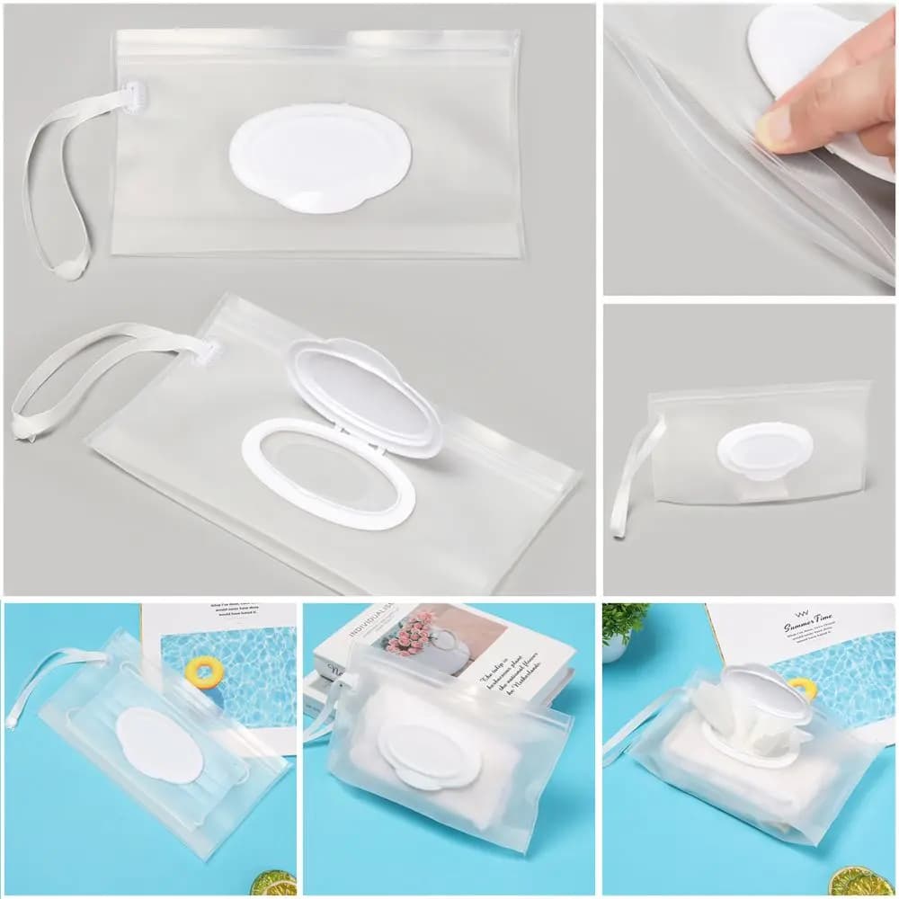 Custodia per maschera per la pulizia con scatola a conchiglia facile da trasportare Contenitore cosmetico Custodia per tovaglioli Borsa per salviette umidificate