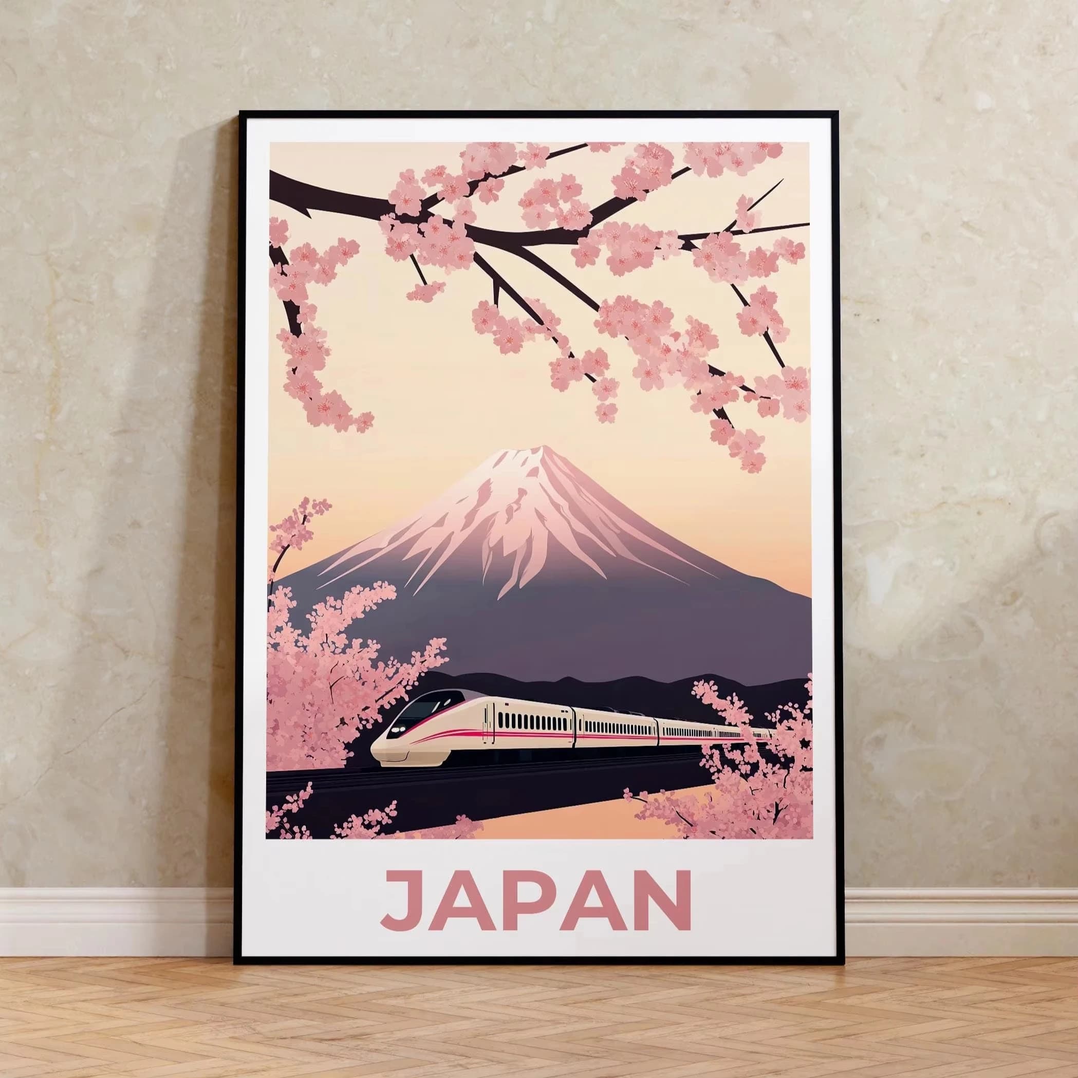 Stampa su tela di paesaggio giapponese vintage - Poster di arte della parete ferroviaria di arte asiatica per soggiorno, camera da letto, decorazione del bagno