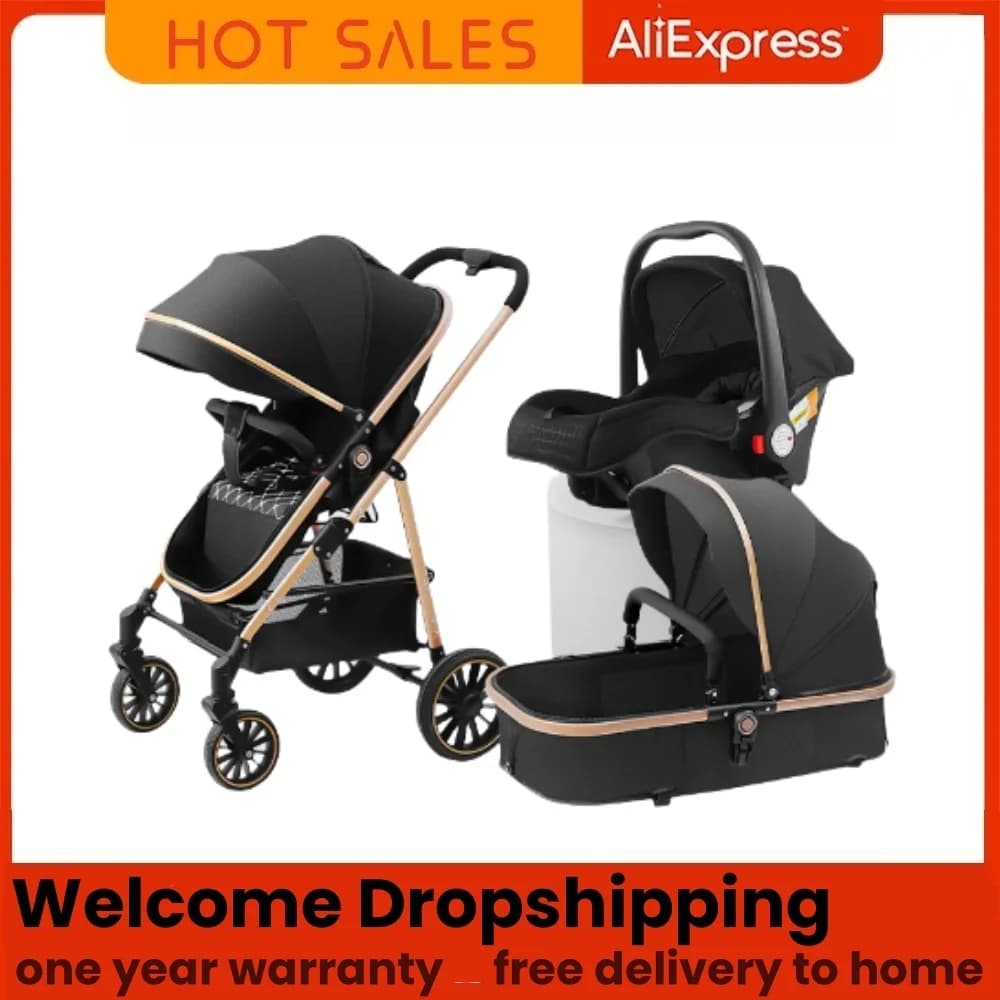 Passeggino 3-1, passeggino a quattro ruote ad alto paesaggio terrestre con comfort per bambini, per bambini da 0 a 3 anni, passeggini leggeri