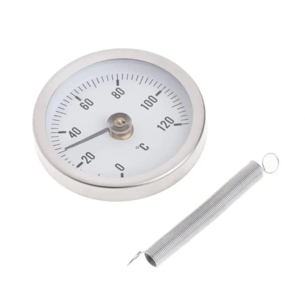 1PC 63 millimetri Quadrante In Alluminio Clip-on Tubo A Molla Temperatura Bimetallico Termometro di Prova Tubo Termometro di Superficie 0-120 DegreeC
