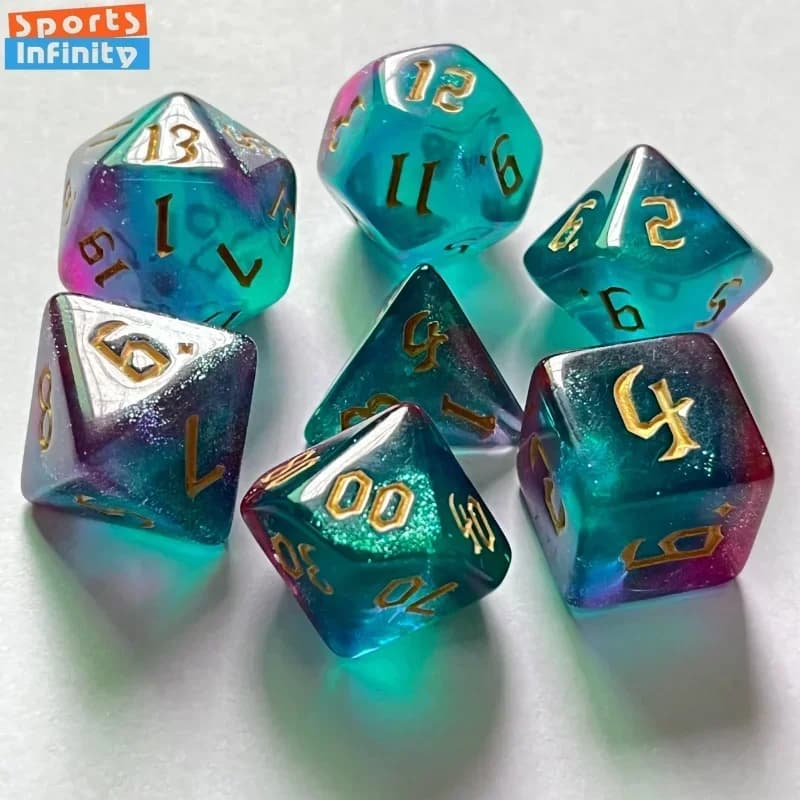 7 pezzi di nuovi dadi doppi colori poliedrici carattere oro dadi digitali kit per TRPG RPG D20 D12 D10 D8 D6 D4 gioco da tavolo giochi da tavolo