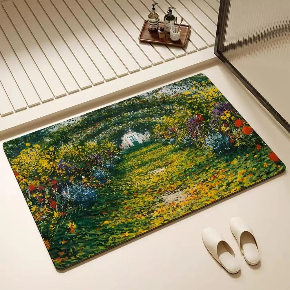 Tappetino da bagno in diatomite Oscar-Claude M-Monet Art – Tappeto da bagno altamente assorbente, antiscivolo e ad asciugatura rapida