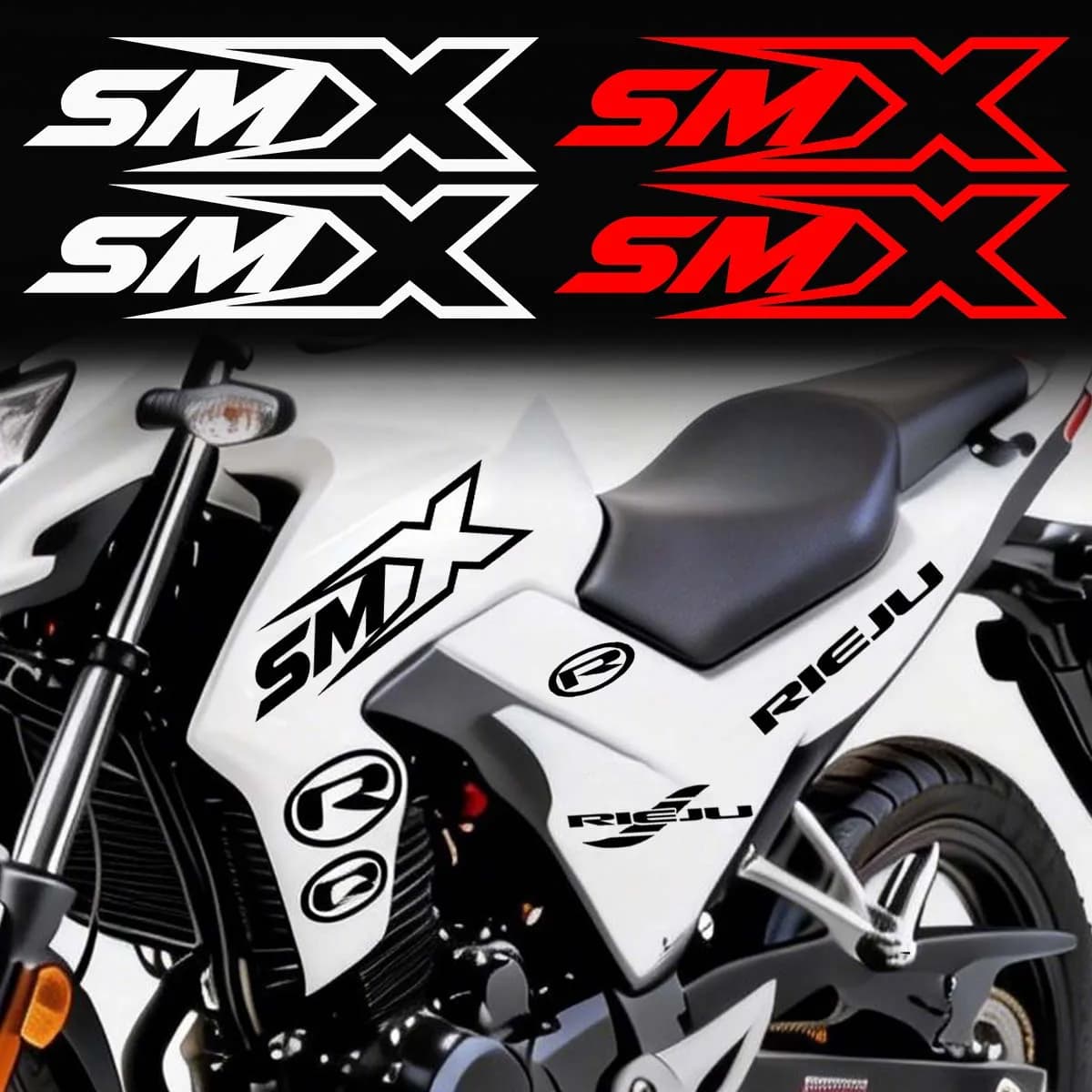 Adhesive Reflective Moto RIEJU SMX Reflective Stickers, Posterior Bauletto Vinyl Accessories, Side Panels, Helmet and Carrozzeria