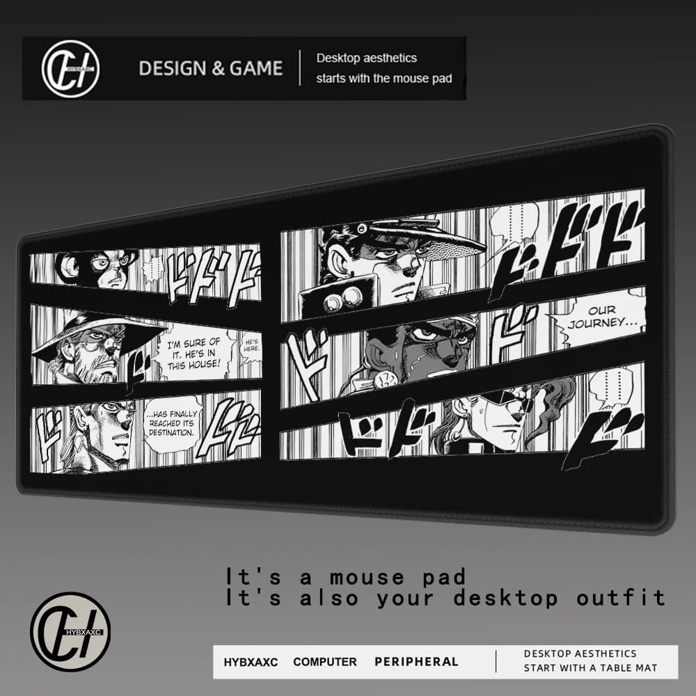 Computer Gamer Joseph Joestar Mouse Pad Tastiera antiscivolo in gomma grande Tappetino per mouse da gioco Anime Jojo Bizarre Adventure Tappetino da scrivania