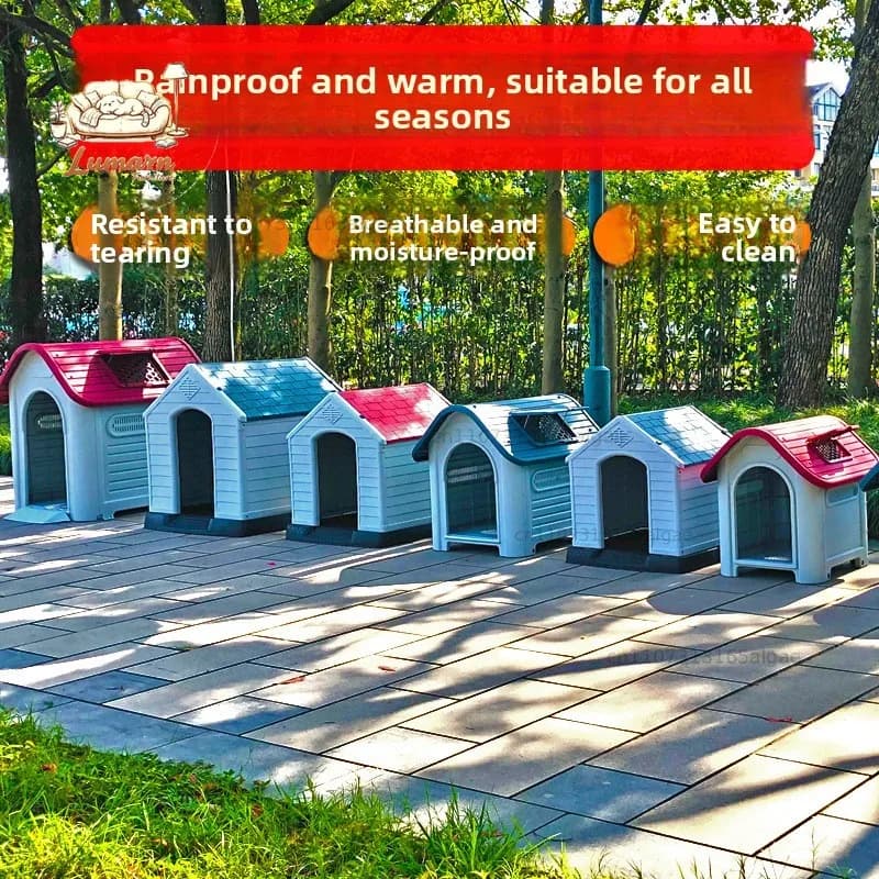Dog house Outdoor plastic kennel All-season dog house Outdoor rainproof large kennel Dog cage removable and washable in summer
