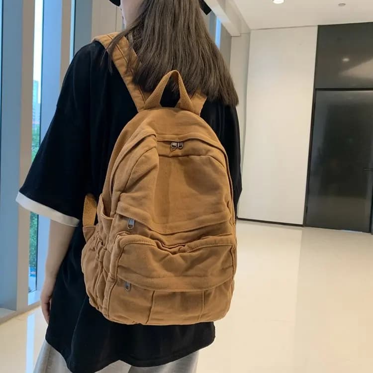 Fashion Vintage Women Backpack Girl Fabric School Bag College Student Canvas Female Laptop Bag Travel Kawaii Ladies Backpack