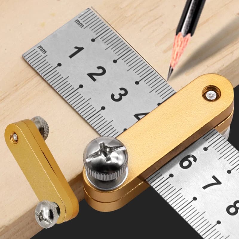 Righello in acciaio blocco di posizionamento Stop carpenteria Scriber Line Marking Gauge per righello strumento di misurazione Scriber per la lavorazione del legno