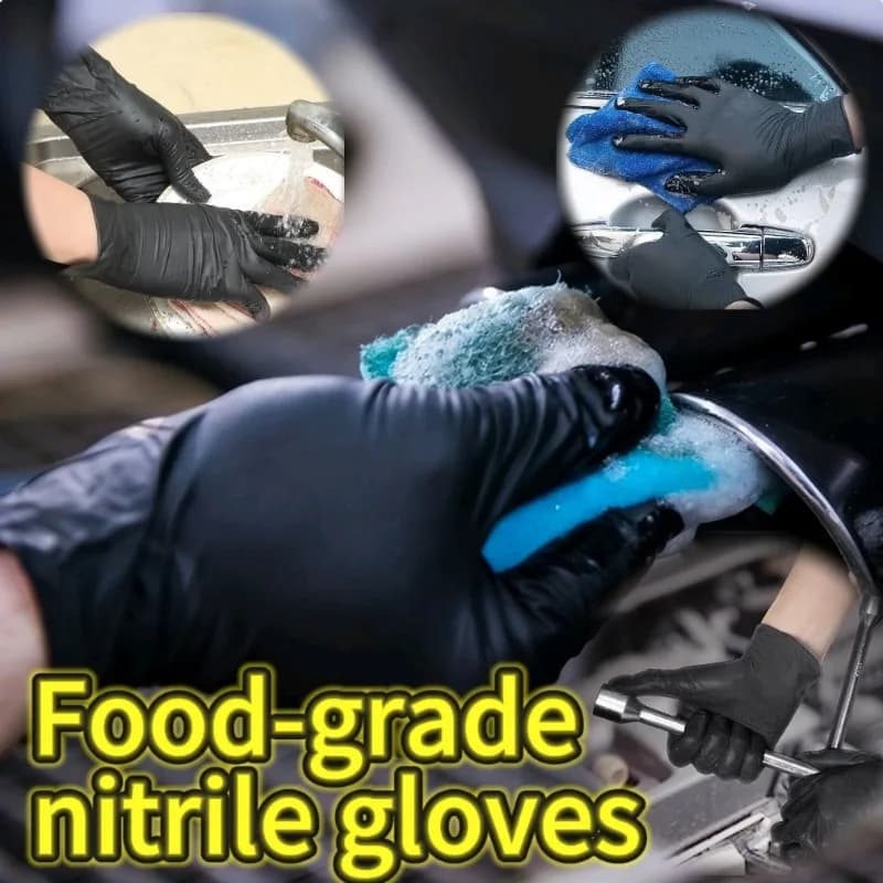 10/100/200/300/400 pezzi Guanti in nitrile nero Guanti in lattice per lavoro alimentare Guanti impermeabili per la pulizia del tatuaggio Manicure Salon