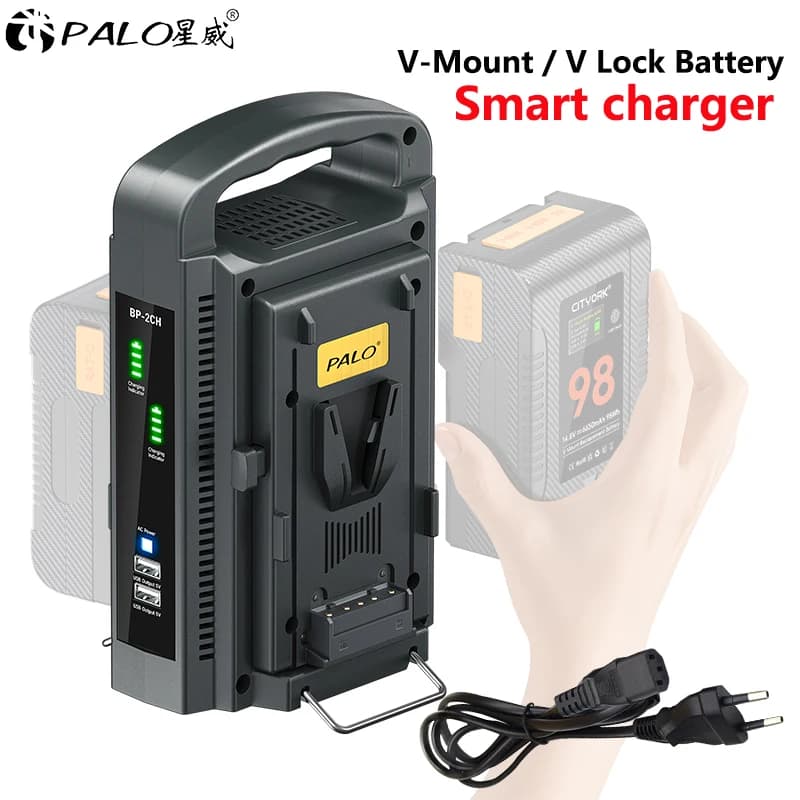 Caricabatteria con attacco a V Caricabatterie con blocco a V Caricabatterie intelligente BP-2CH Caricabatteria doppio rapido e adattatore CA per batterie Sony con attacco a V