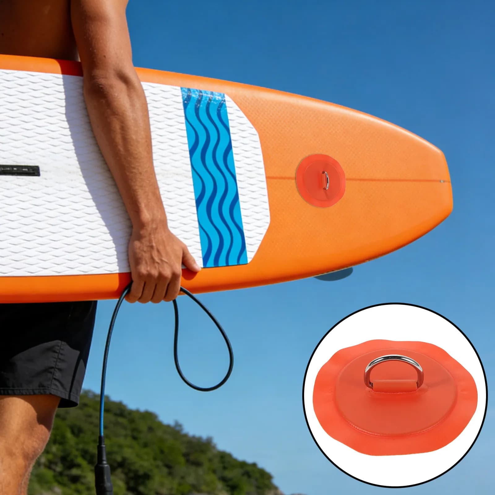 2 Pezzi Anello a D per Paddle Board, Gommone, Kayak, Tavola da Surf - Ricambio Universale con Fibbia Galleggiante Regolabile per Installazione Rapida