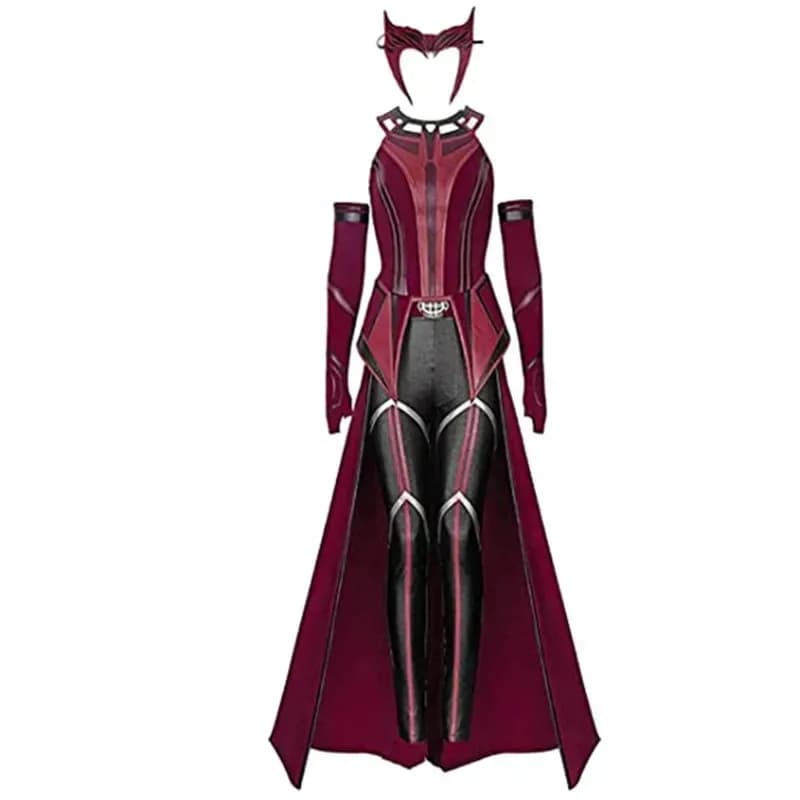 Female Wanda Maximoff Cosplay Costume Scarlet Witch Headwear Cloak And Pants Full Set Outfit Halloween Accessories Props NM33