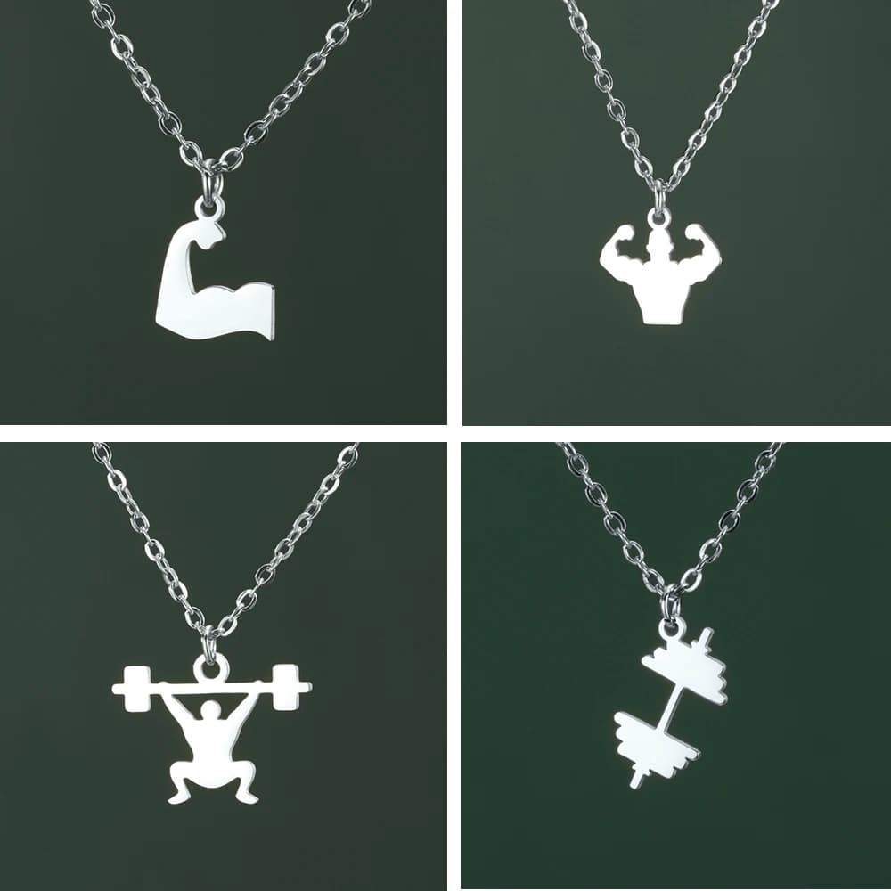 My Shape Weightlift Men Necklaces with Barbell Stainless Steel Manubri Sport Fitness Gym Chain for Jewelry Gifts for Bodybuilder