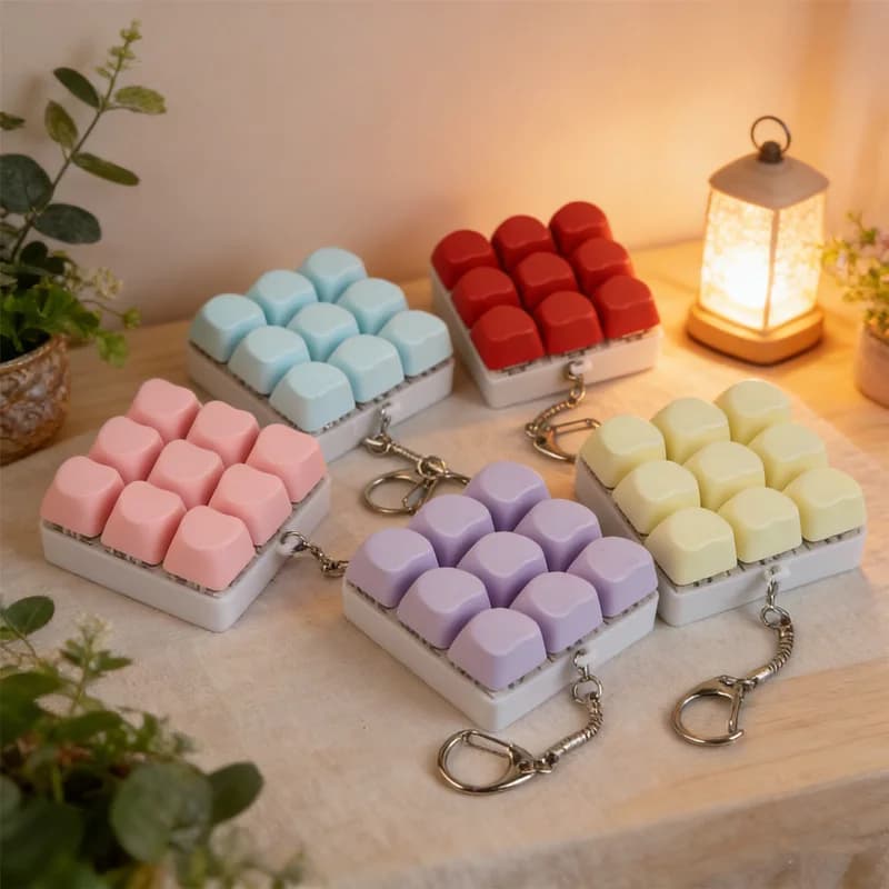 1 PEZZO NUOVO Regalo Creativo per Amanti della Tastiera, Portachiavi Meccanico Funzionale a 9 Tasti, Giocattolo Antistress Clickable e Accessorio Unico per Borsa