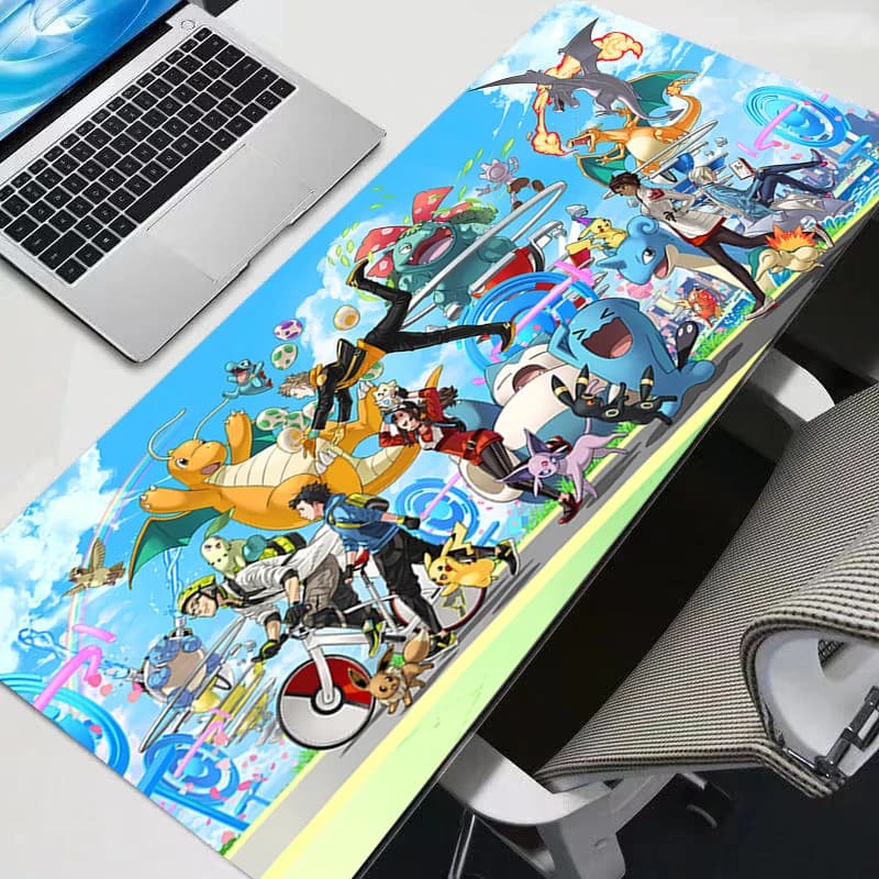 Tappetino per mouse 90x40 cm P-Pokemon Snorlax xxl Anime Gamer Computer HD Mousepad Accessori per giochi Tablet Varmilo Tappetino per tastiera Mausepad