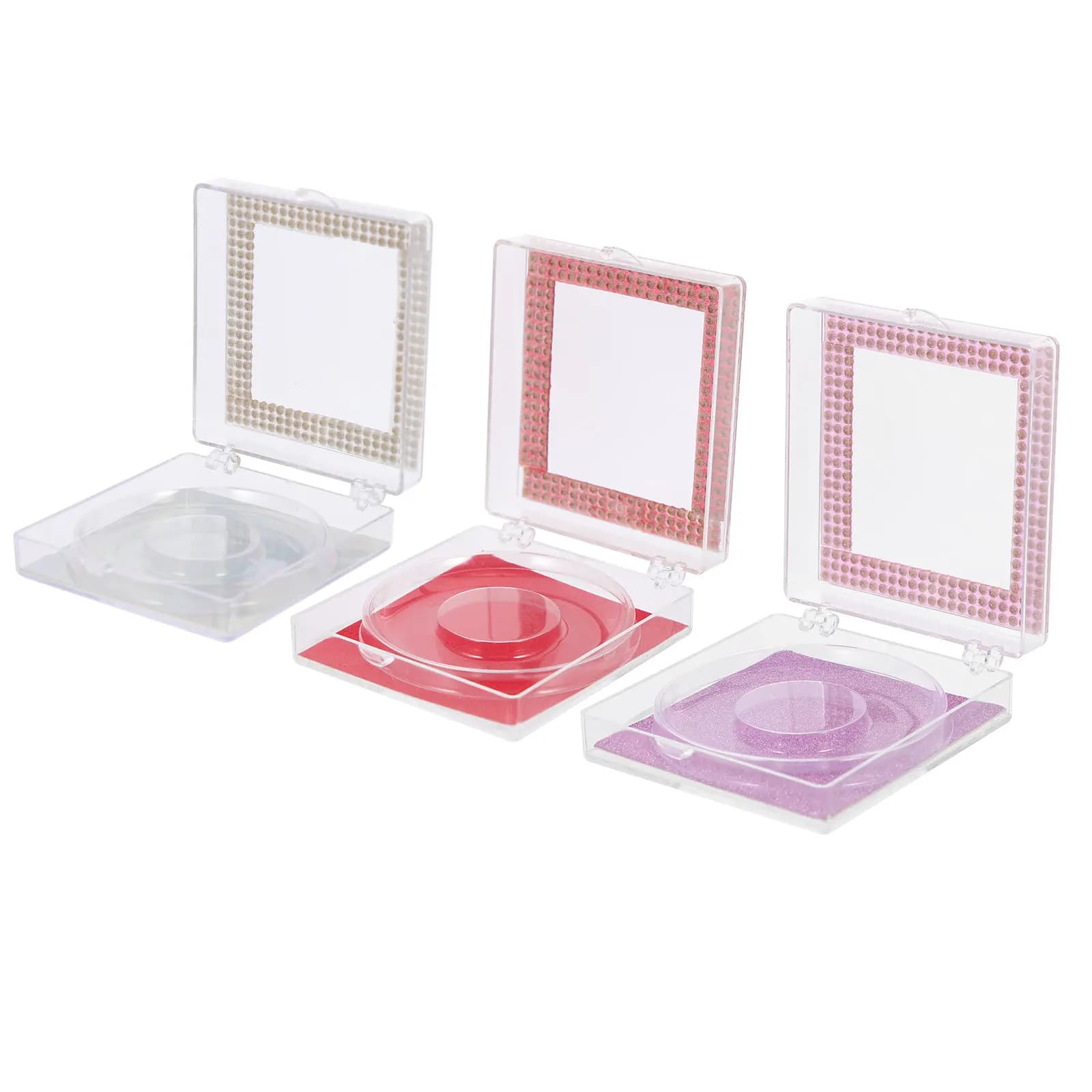 Set di 3 Custodie per Ciglia Finte, Eleganti Scatole Porta Ciglia con Coperchio Trasparente, Organizzatore per Ciglia Facile da Usare, Confezione Vuota per Donne