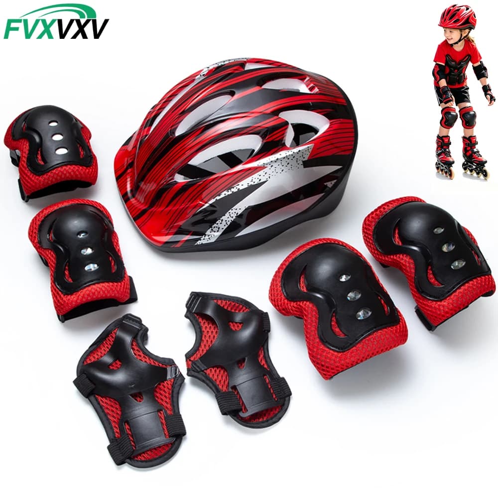 Set di protezioni per bambini da 7 pezzi - Casco regolabile e protezioni per ginocchia/gomiti/polso per skateboard, ciclismo, hoverboard, scooter, rollerblade