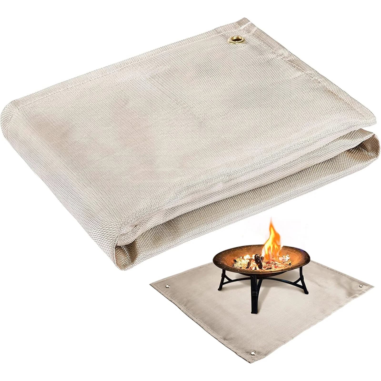 Heat Resistant Fiberglass Fireproof Mat 39.4x39.4 Inch Gold Blanket For Outdoor Camping BBQ Grill Wood Deck Floor Safety