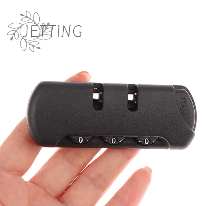 Caldo per bagagli da viaggio codice valigia antifurto serratura fissa accessori per borse a catena lucchetto con combinazione a 3 cifre in plastica nera