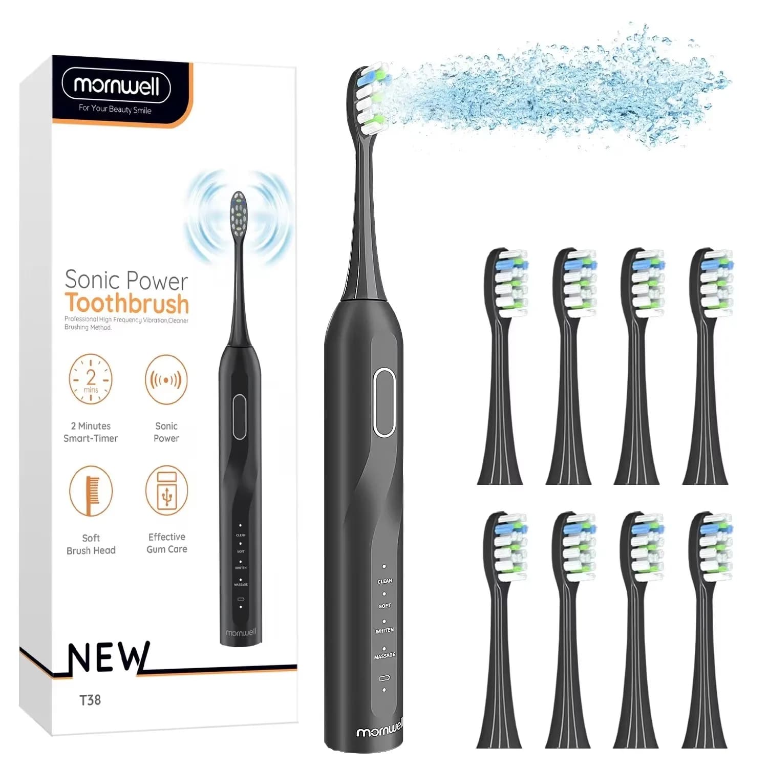 Electric brush 8 heads Sonic electric toothbrush with deep cleaning 40000 VPM 4 rechargeable modes for adults
