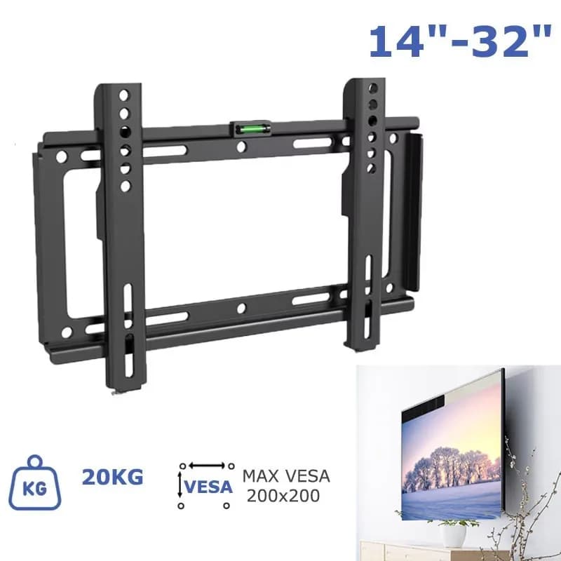 Staffa universale per montaggio a parete per TV fissa Telaio fisso per supporto per TV a schermo piatto per monitor LED LCD HDTV per TV al plasma da 14-32 pollici