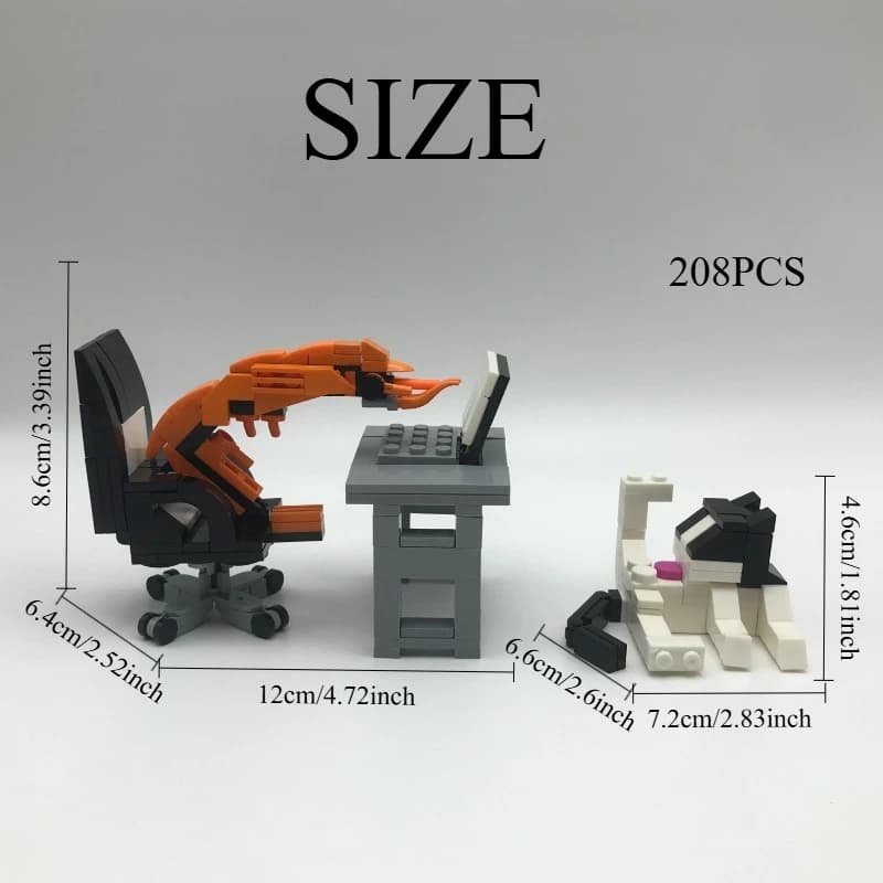 Set da costruzione divertente per gamberetti e gatti da 208 pezzi - Modello animale MOC per adolescenti e adulti, regalo creativo per decorazioni da scrivania fai-da-te con guida