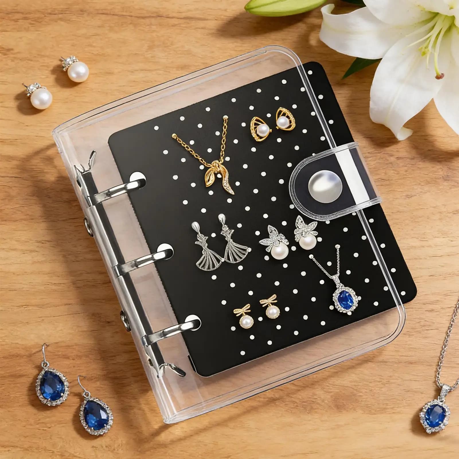 Portagioie Portatile in Feltro per Anelli, Collane e Bracciali, Organizzatore da Viaggio per Borsa e Toeletta, Regalo di Nozze