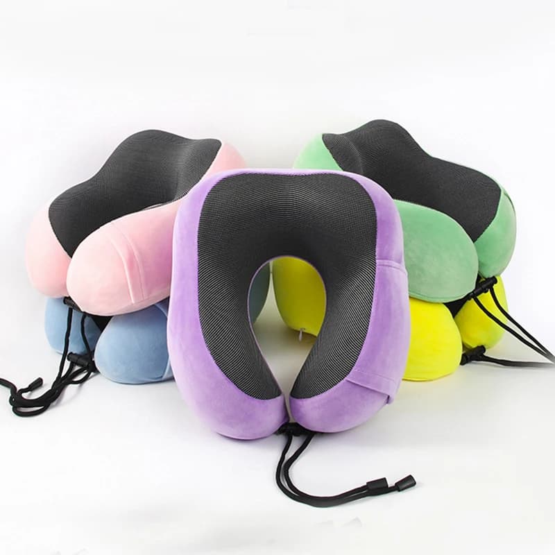 1pc cuscino da viaggio a rimbalzo lento a forma di U morbido cuscino per il collo in memory foam per l'assistenza sanitaria cervicale