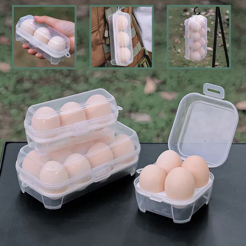 Contenitore Portatile Antiurto per Uova con 3/4/8 Scomparti, Porta Uova Trasparente, Organizzatore da Cucina per Campeggio e Picnic all'Aperto