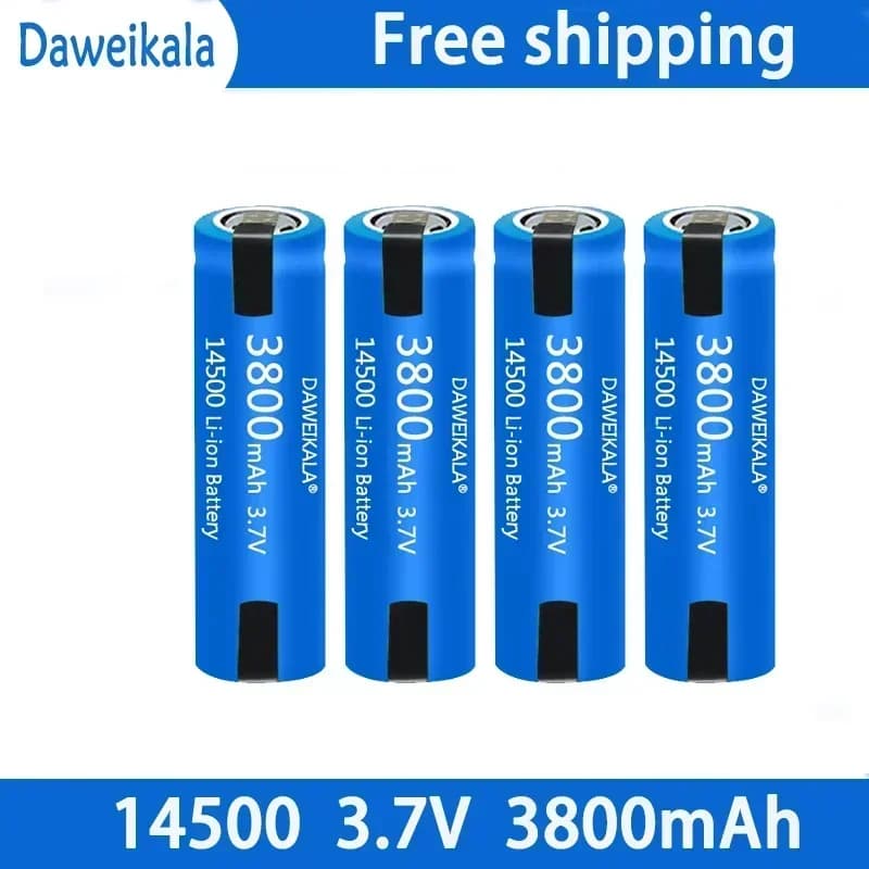 Lithium Ion Battery 14500 3.7V AA 3800mah, with welding, for electric toothbrush, razor, rechargeable battery for barber