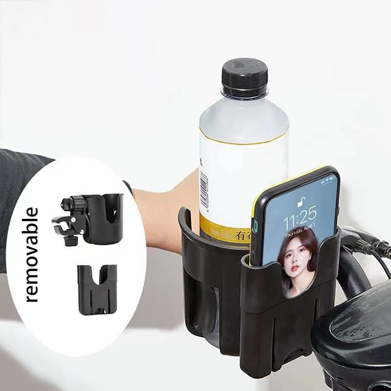 Portabottiglie universale da 1 pezzo Portabicchieri da acqua per passeggino 2 in 1 con supporto per telefono per bambini Sedia a rotelle Accessori fai da te per bambini