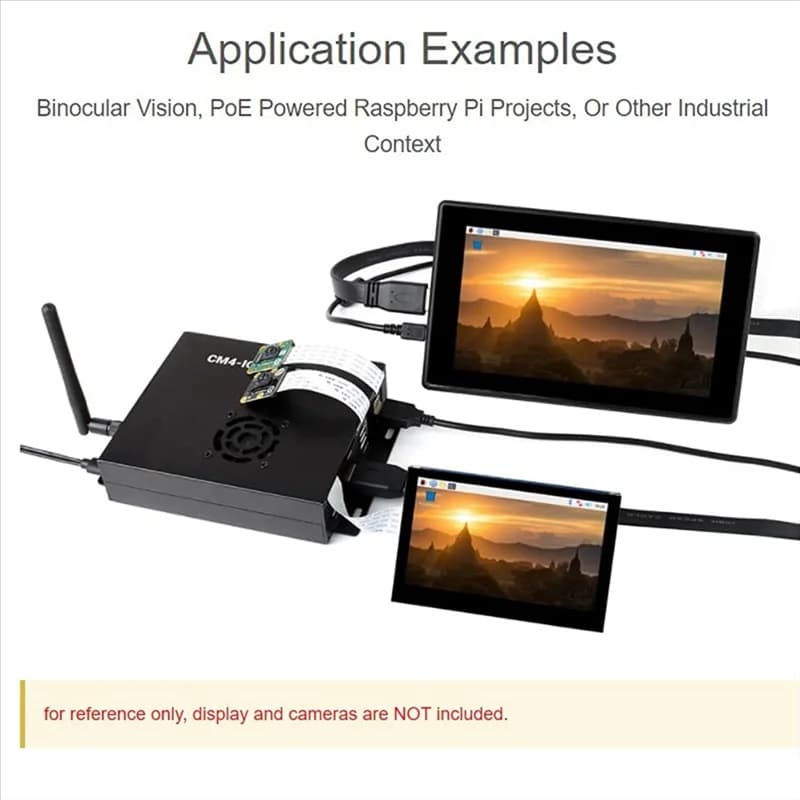 New! !For processing module Raspberry Pi 4 mini-computer Poe (type B) based, with cooling fan with metal case CM4 Poe IO Board American plug