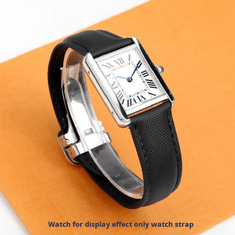 16mm 18mm 20mm per Cartier Tank London Men Santos donna cinturino in pelle di vacchetta cinturino in nylon blu cinturino con fibbia in metallo