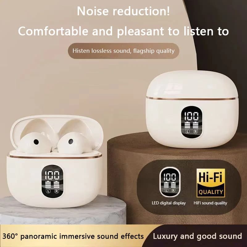 True HIFI Wireless Headset Stereo ENC Headphones Bluetooth Power Adapter Display for IPhone Samsung Headset 2025