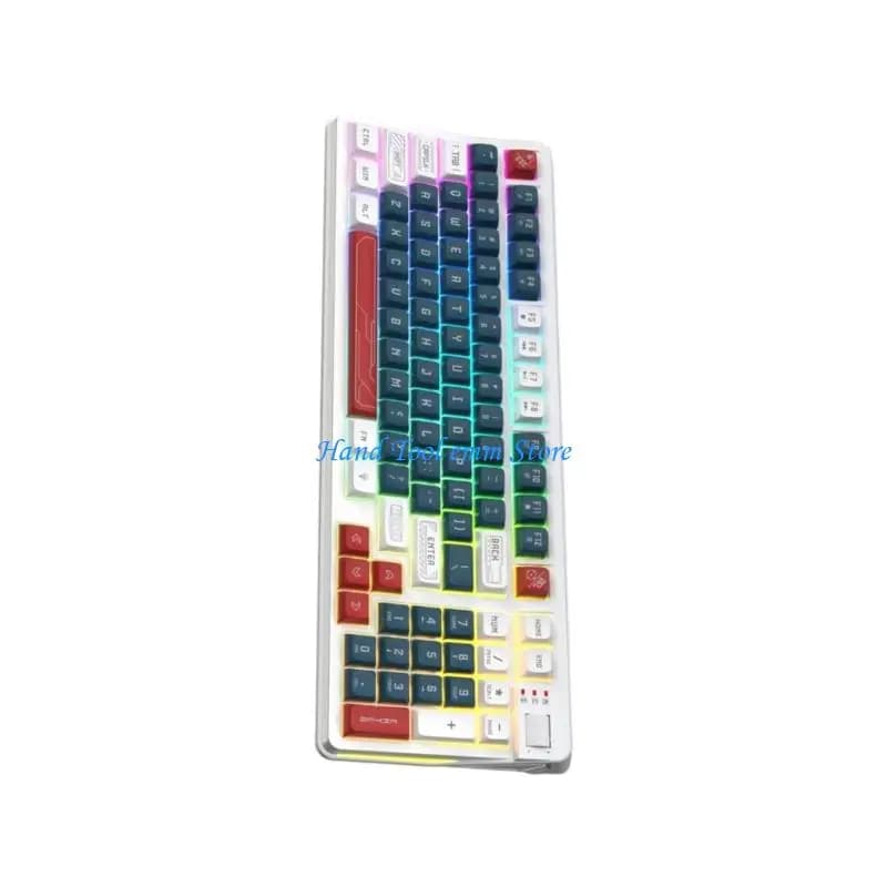H37F USB Cord Keyboards Mechanical Feel 97Key RGBs Backlits Adjustable Volumes Wheel ABS Office Use