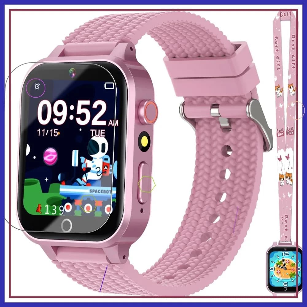 Smartwatch per Bambine 5-12 Anni, 26 Giochi, Fotocamera, Musica, Contapassi, Tracker delle Abitudini, Touchscreen HD, Torcia, Regalo di Compleanno, Rosa