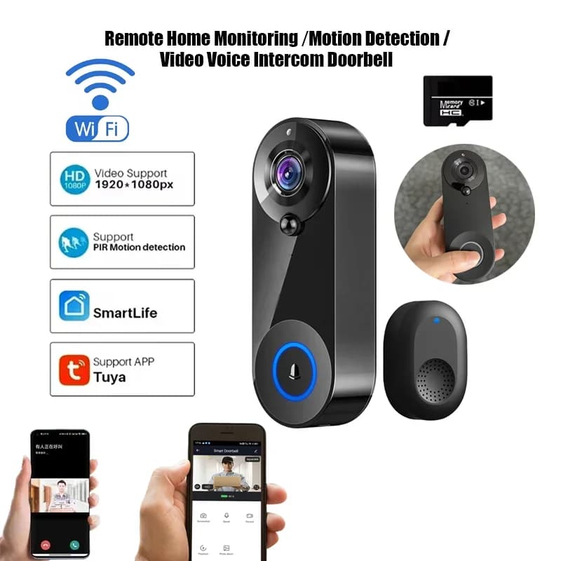 Campanello video intelligente senza fili WIFI 1080P Tuya Smart Home Security Rilevazione movimento Visione notturna Video citofono vocale Campanello