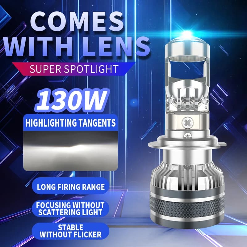 Faro a LED H7 con Lente Proiettore, Lampadina Auto H4 H11 H8 9005 9006 HB3 HB4 6000K Canbus Turbo ad Alta Potenza, Mini Lampada Auto/Moto, Luce Fendinebbia