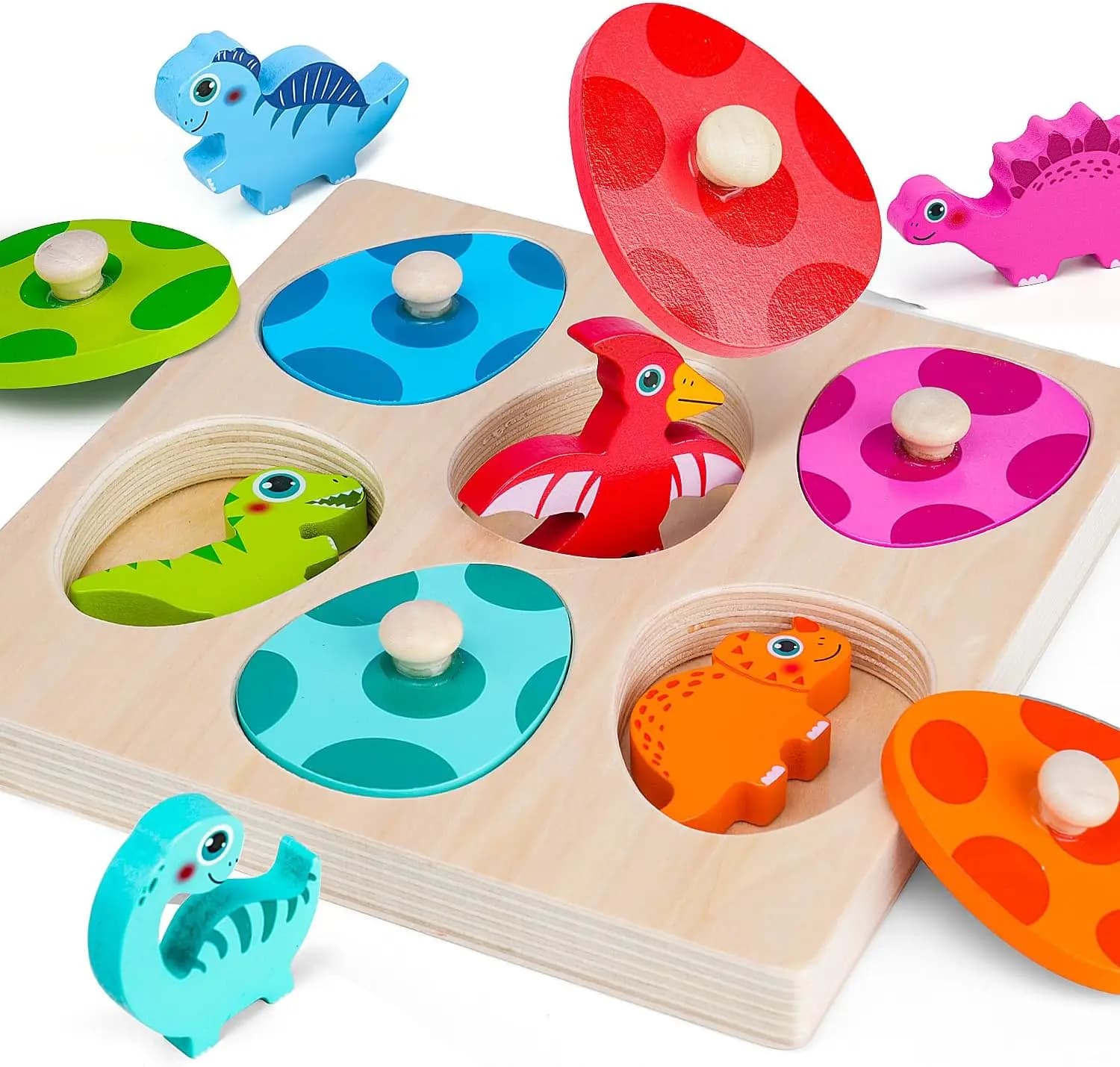 Dinosauro in legno Puzzle Giocattoli Montessori Peg Puzzle Gioco Per Bambini Bambino 3D Legno Apprendimento precoce Giocattoli educativi per i regali