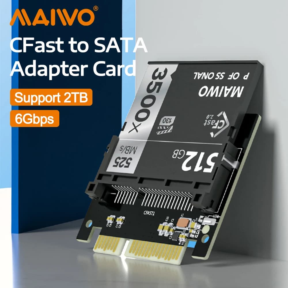 Adattatore per scheda di memoria Flash MAIWO Scheda adattatore CFast a SATA 3.0 per lettore di schede di archiviazione CFast 1.0/2.0 Convertitore cfast con 6 Gbps