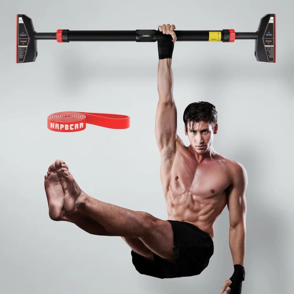 Adjustable traction bar for door without screws, traction bar for training for the strength of the home gym with anti-slip handle