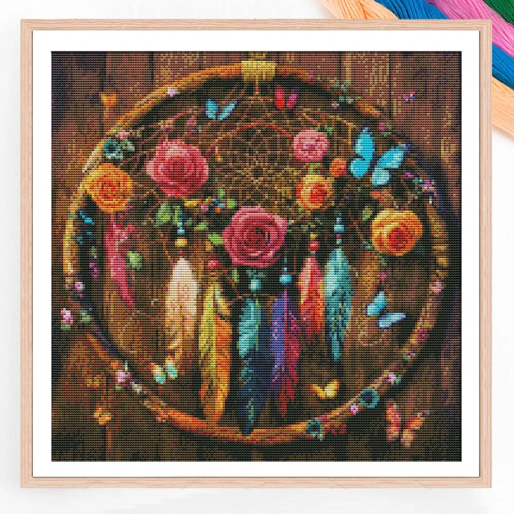 Cross Stitch Kits Rose Dreamcatcher Embroidery Flower Hobby Craft 11Ct Picture Printed Canvas Home Decor