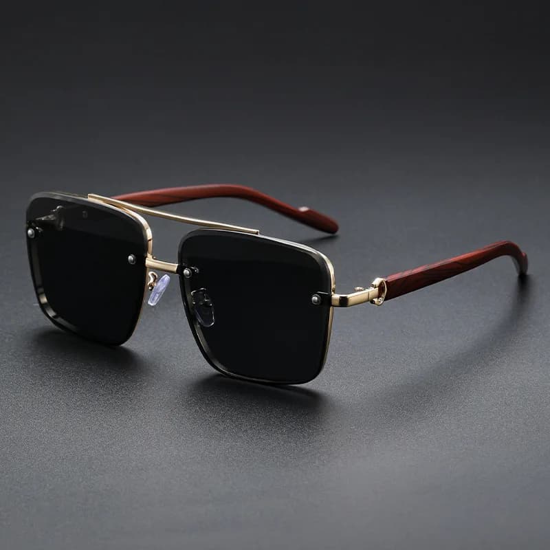 New cross-border hot double-beam square sunglasses, European and American personality simple half-frame pilot fashion sunglasses for men and women