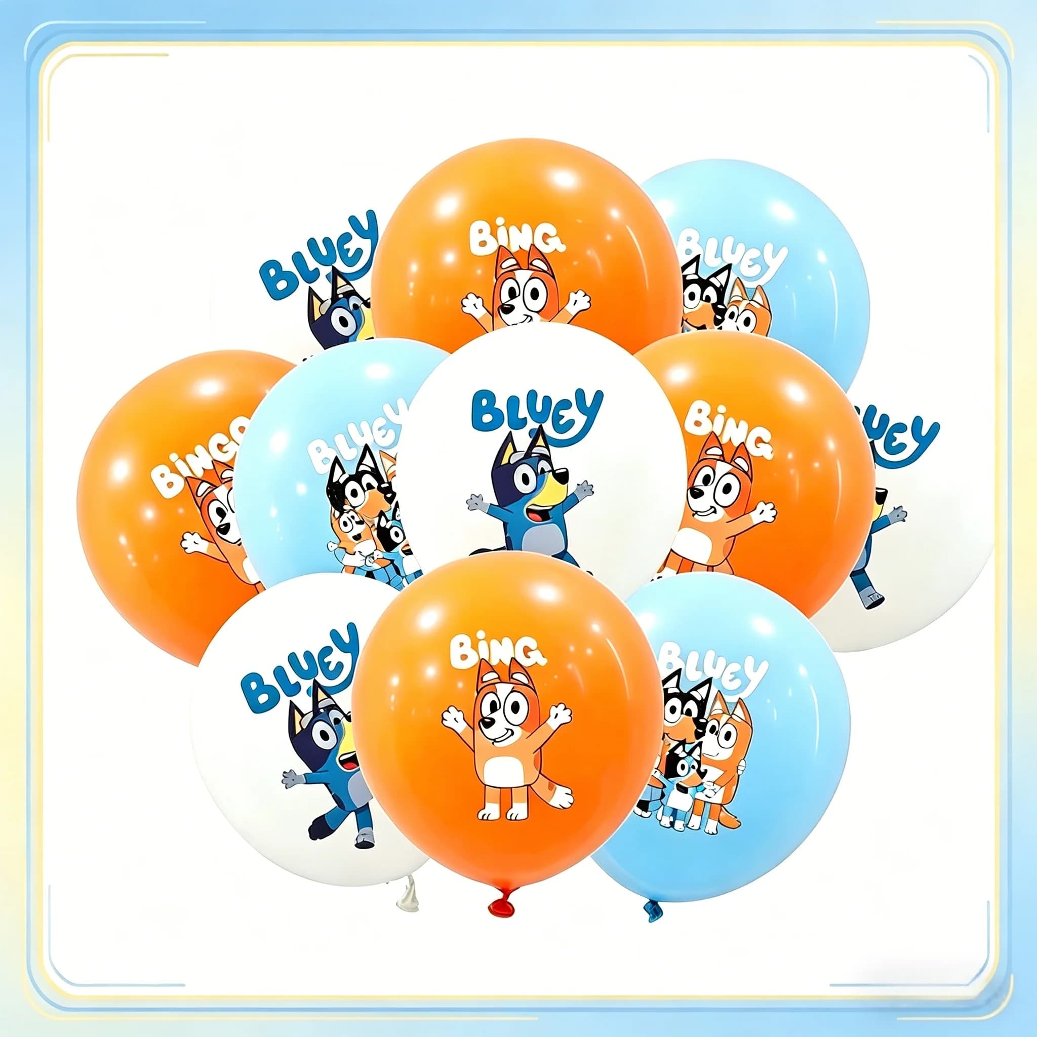 Set di 10 Palloncini in Lattice Bluey Dog da 12 Pollici, Palloncini a Tema Famiglia Blue Bingo per Feste di Compleanno per Bambini e Baby Shower