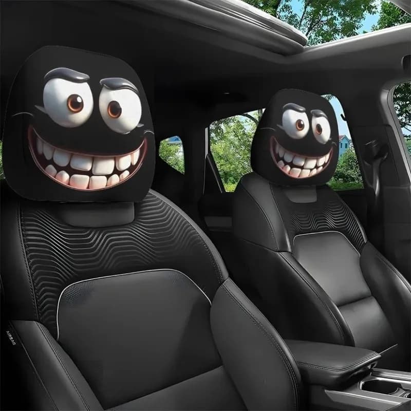 2 pezzi di protezioni per poggiatesta per seggiolino di Halloween per auto, divertenti cartoni animati per poggiatesta per auto, design per occhi carini - Accessori interni per auto
